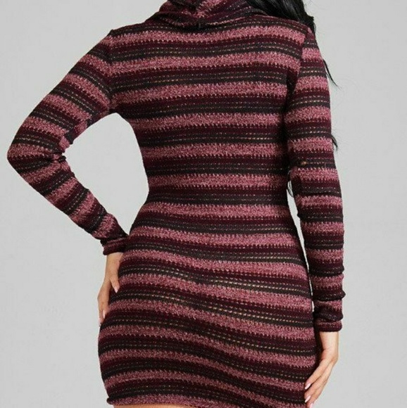 NWT Burgundy Sweater Dress Cowl Turtle Neck - Picture 2 of 5